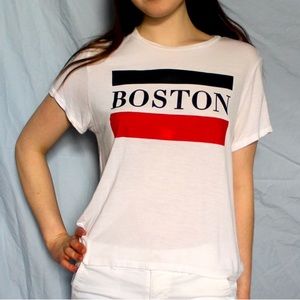 Divided H&M White Boston Tee Large L